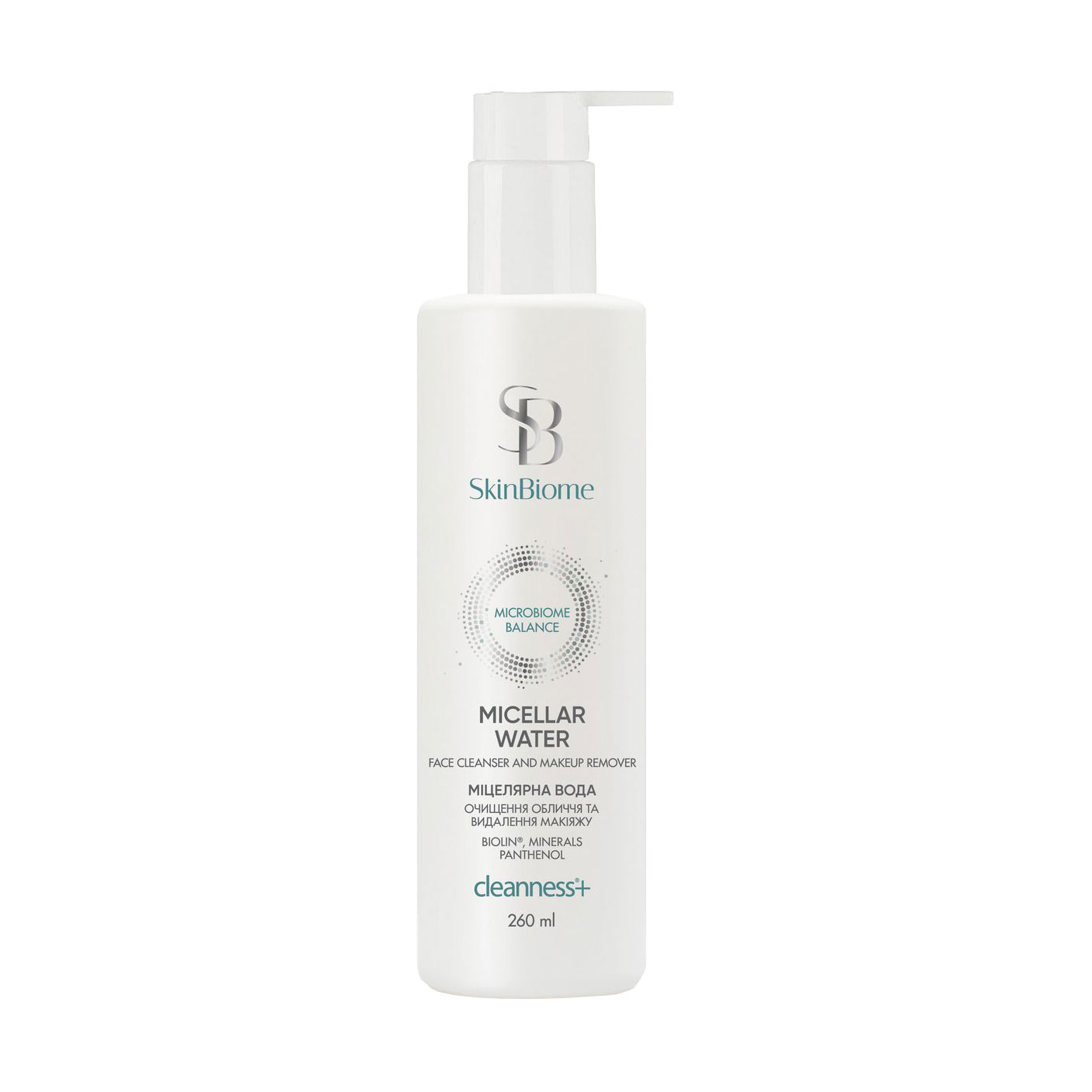 Міцелярна вода для зняття макіяжу SkinBiome Cleanness+ Micellar Water, 260 мл
